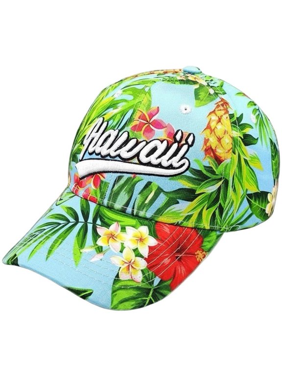 Hawaii Floral Print Snapback Cap, Hawaiian Flower Baseball Trucker Hat