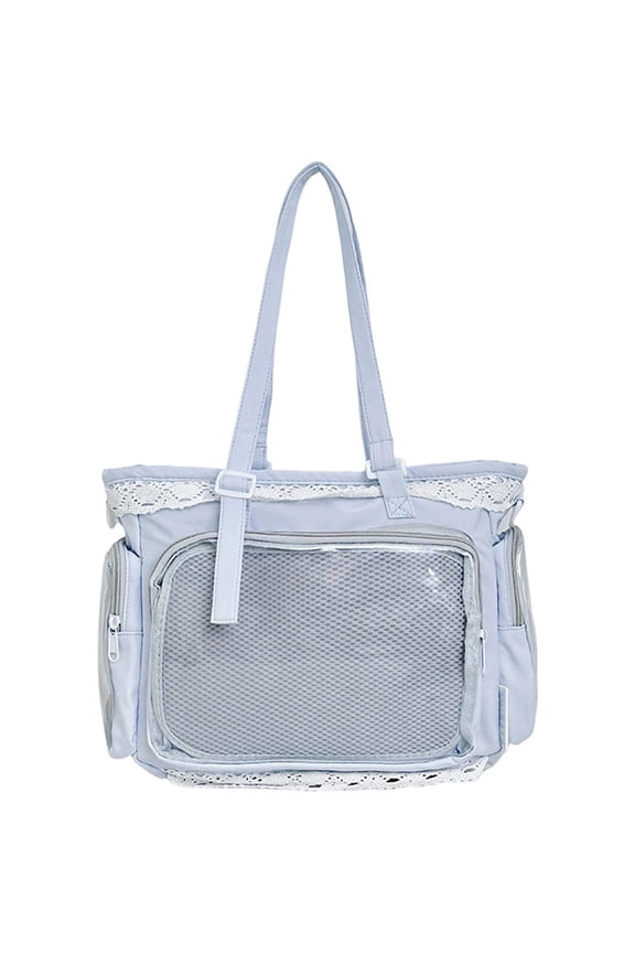 Japanese Style Lace Clear Display Ita Bag, Large Capacity Anime JK Tote Shoulder Crossbody Handbag Gift