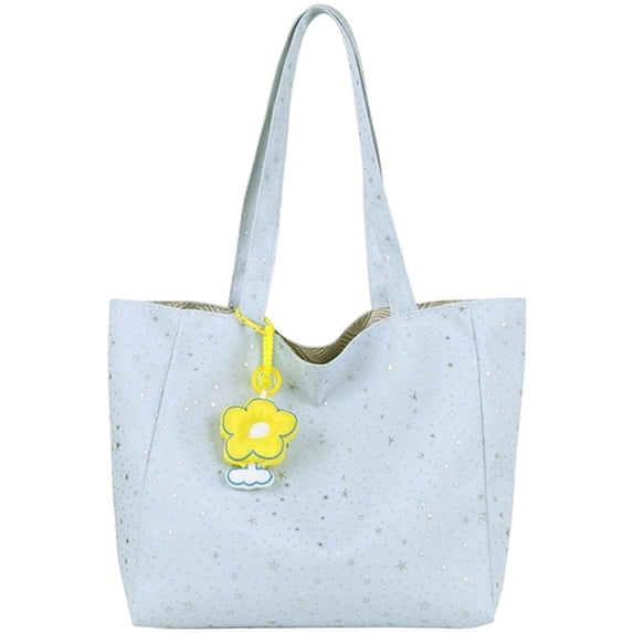 Hsqqdc Large Canvas Tote Bag, Lightweight Star Spot Shoulder Handbag for Work Travel