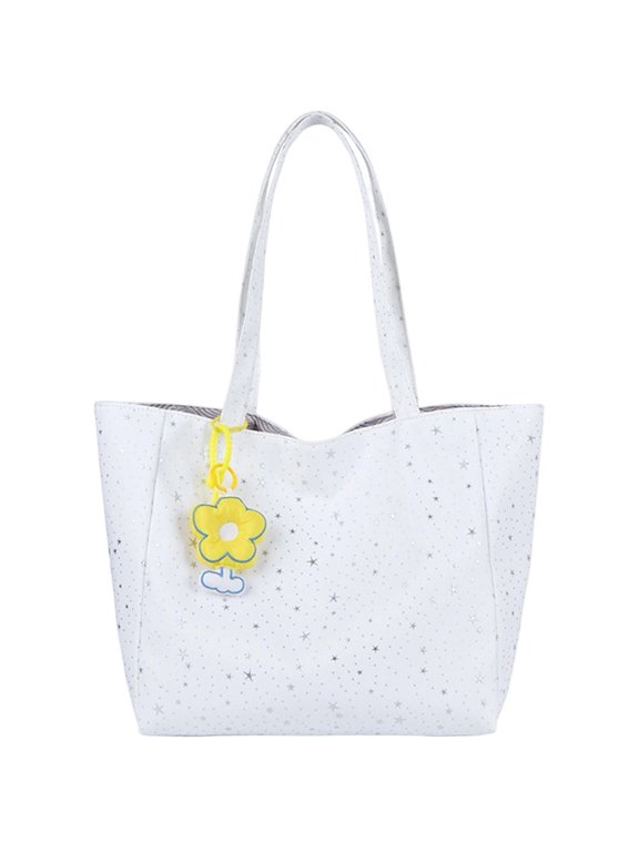 Large Canvas Tote Bag, Lightweight Star Spot Shoulder Handbag for Work Travel