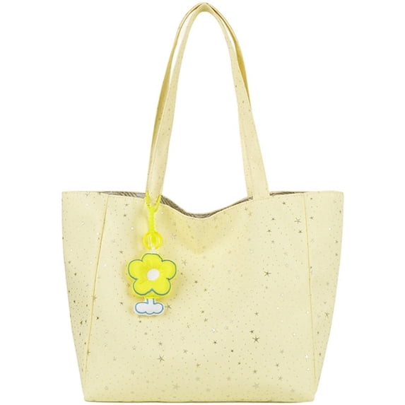 Hsqqdc Large Canvas Tote Bag, Lightweight Star Spot Shoulder Handbag for Work Travel