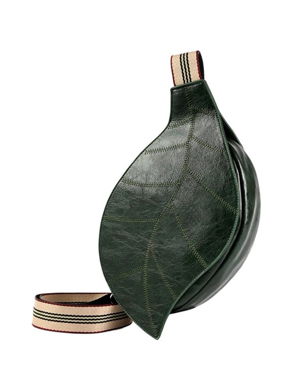 Leaf Shaped Crossbody Chest Bag with Wide Shoulder Strap Multipurpose Sling Pack for Travel Sport
