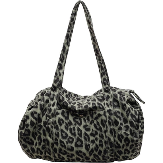 Hsqqdc Leopard Print Large Capacity Canvas Shoulder Tote Bag, Casual Hobo Handbag for Daily Commute Work