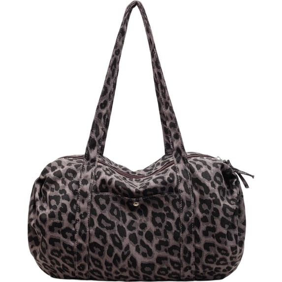 Hsqqdc Leopard Print Large Capacity Canvas Shoulder Tote Bag, Casual Hobo Handbag for Daily Commute Work