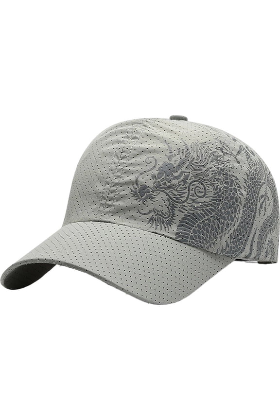 Men's Quick-Dry Baseball Cap with Chinese Dragon Print, for Outdoor Sun Protection