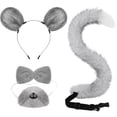 thumbnail image 1 of Hsqqdc Plush Brown Mouse Ears Shape Headband Bow Tie and Tail Animal Theme Set, 4 Pieces, 1 of 7