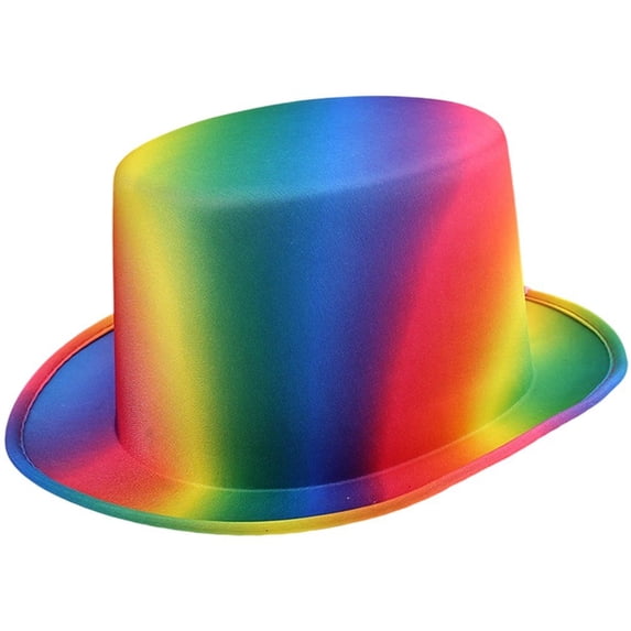 Hsqqdc Rainbow Magician Tall Top Hat, Colorful Fedora Performance Hat for Carnival Party Events