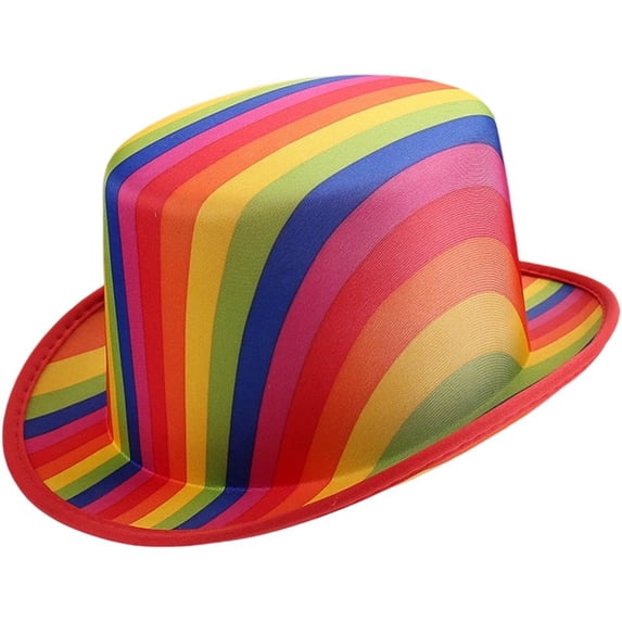 Hsqqdc Rainbow Magician Tall Top Hat, Colorful Fedora Performance Hat for Carnival Party Events