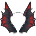 thumbnail image 1 of Hsqqdc Resin Black Red Dark Gothic Bat Wing Headband with Demon Fin Accents for Halloween, 1 Piece, 1 of 7