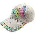 thumbnail image 1 of Hsqqdc Rhinestones Butterfly Baseball Cap, Bling Adjustable Sun Hat for Outdoor Sport, 1 of 7