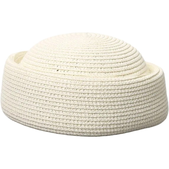 Hsqqdc Straw Pillbox Hat, Retro Wedding Fedora Fashion Beret Fascinator Painter Hat