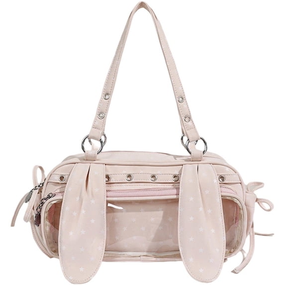 Hsqqdc Transparent Pin Display Ita Bag Bunny Ear Shape Star Dot Crossbody Purse