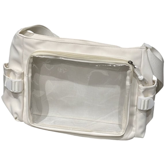 Hsqqdc Transparent Postcard Display Ita Messenger Crossbody Bag for Women, Clear Window Badge Pin DIY Kawaii Anime Tote