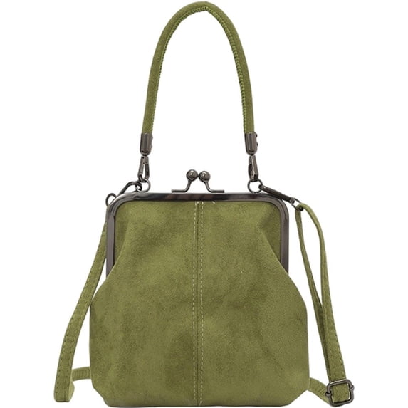 Hsqqdc Vintage Crossbody Shoulder Bag, Kiss Lock Clutch Satchel Purse for Women