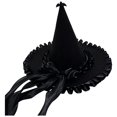 thumbnail image 1 of Hsqqdc Women Velvet Ruffled Pointer Hat Ribbon Bow Dark Fantasy Masquerade Festival Headwear, 1 of 7
