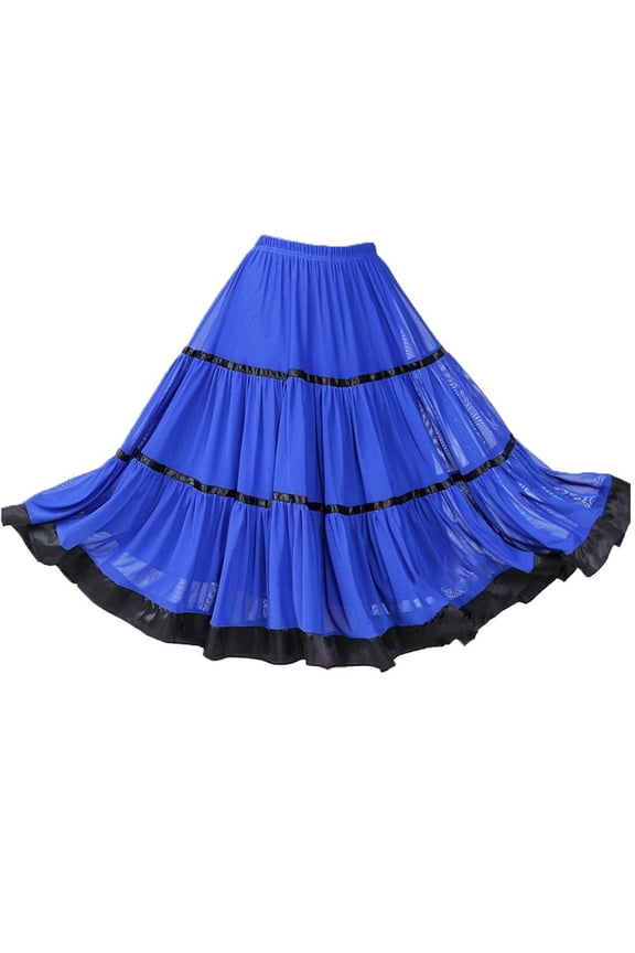 Women's Elegant Mesh Large Swing Dance Skirt for Waltz Tango Jazz Ballroom Practice Size L
