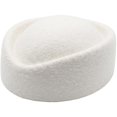 thumbnail image 1 of Hsqqdc Wool Blend Polyester White Vintage Stewardess Beret Hat 22-22.8 Inch Pillbox Headwear 1-Piece, 1 of 7