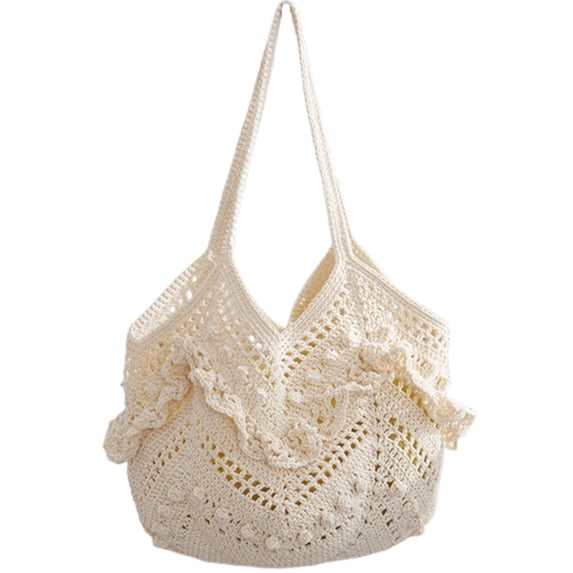 Hsqqdc Woven Hollow Out Shoulder Bag, Minority Style Tote for Summer Vacation