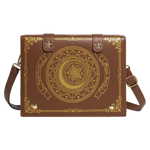 Hsqqdc Y2K Gothic Punk Ita Crossbody Shoulder Bag, Magic Book Shape Handbag for Women