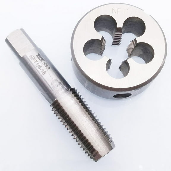 Hss 1/4-18 Npt Tap And 1/4-18 Npt Die Right Hand 61Mm Tap Length Tap Die Set 38Mm Diameter Handle Tool Accessories