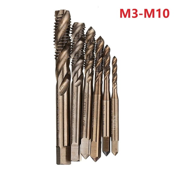 Hss- Co Coated Thread Tap Drill Metric Hss Spiral Fluted Machine Screw Tap M3 4 M5 M6 M8 M10 Spiral Pointed Taps M6 Fangkenuo