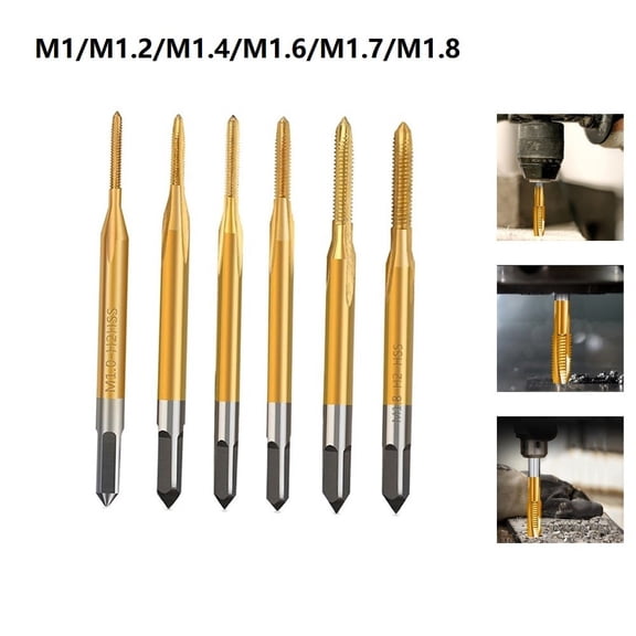 Hss T-Itanium Coating Screw Tap Drill Bits Set M1 M1.2 M1.4 M1.6 M1.7 Straight Flute Thread Tap Threading For Hand Accessory M1 Fangkenuo