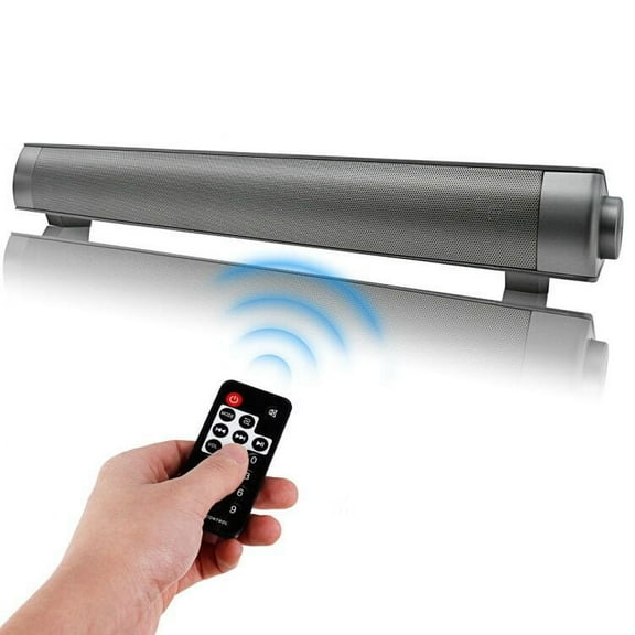 Hswt Wireless 2.0-Channel Bluetooth 16" Sound Bar with AUX Input & Remote, Black