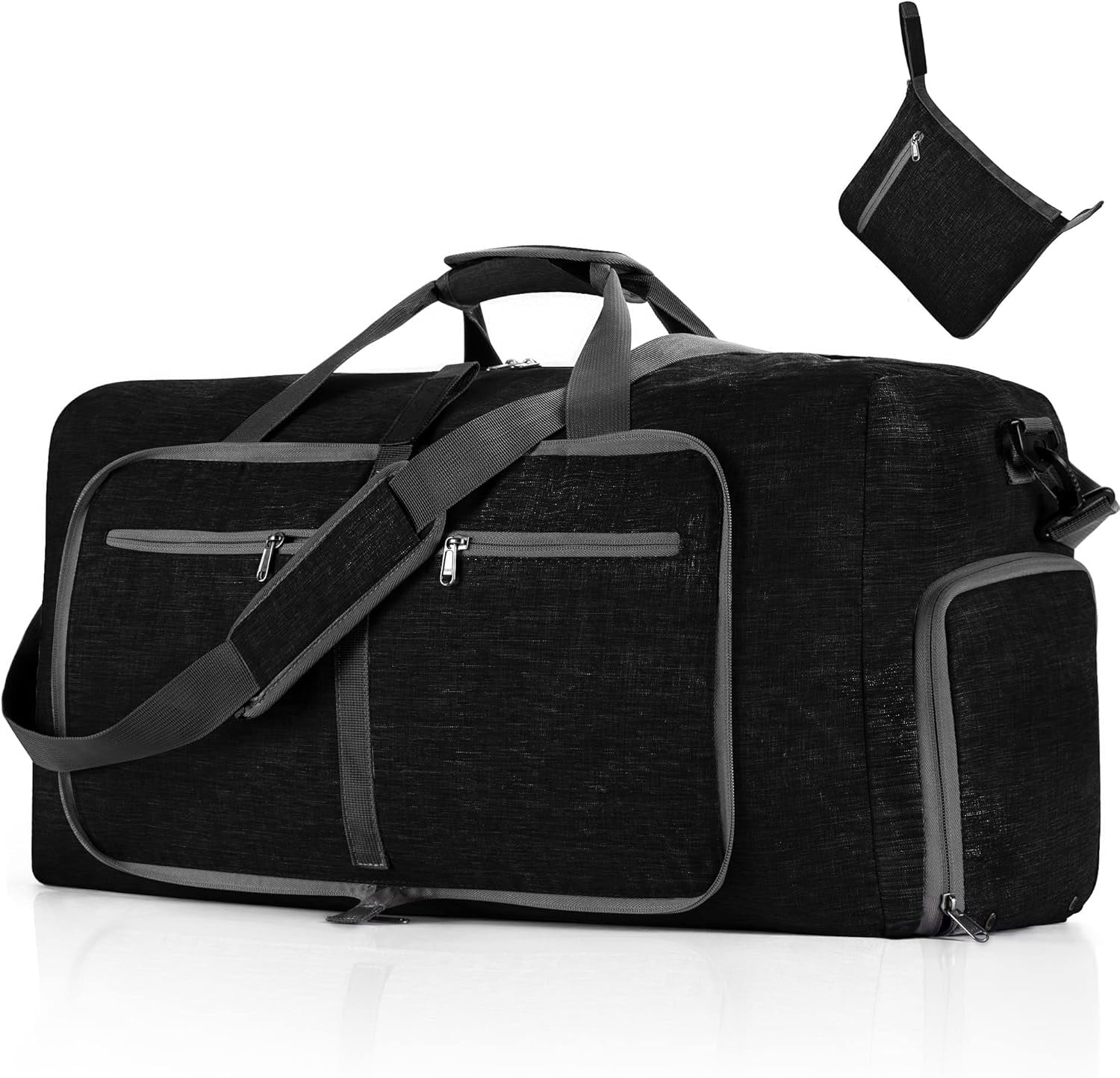 Ht Viik 65L/85L Foldable Travel Duffle Bag, Lightweight Checked Luggage with Shoe Compartment, Water-Resistant Weekender Overnight Bag for Men & Women