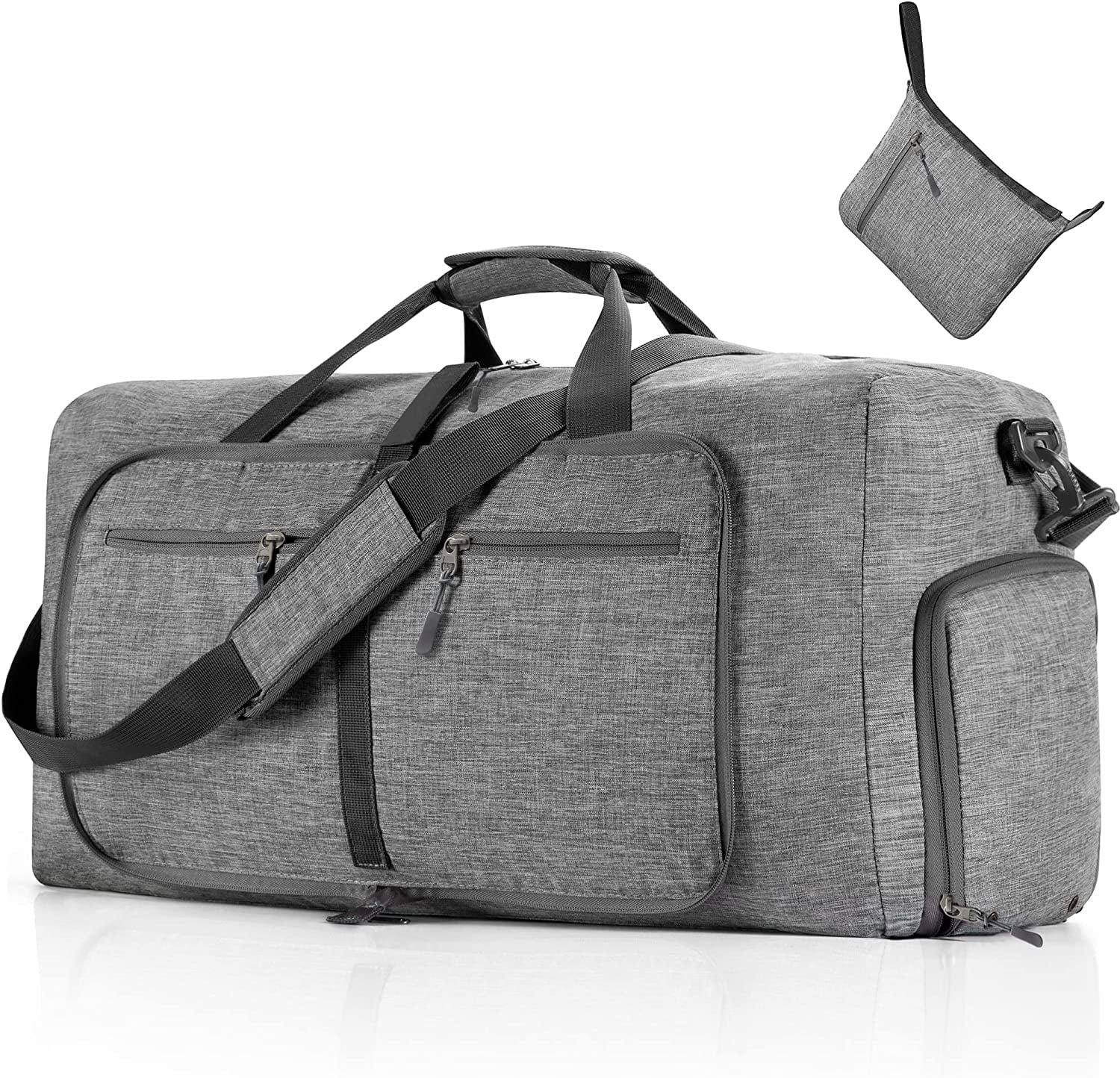 Ht Viik 65L/85L Foldable Travel Duffle Bag, Lightweight Checked Luggage with Shoe Compartment, Water-Resistant Weekender Overnight Bag for Men & Women