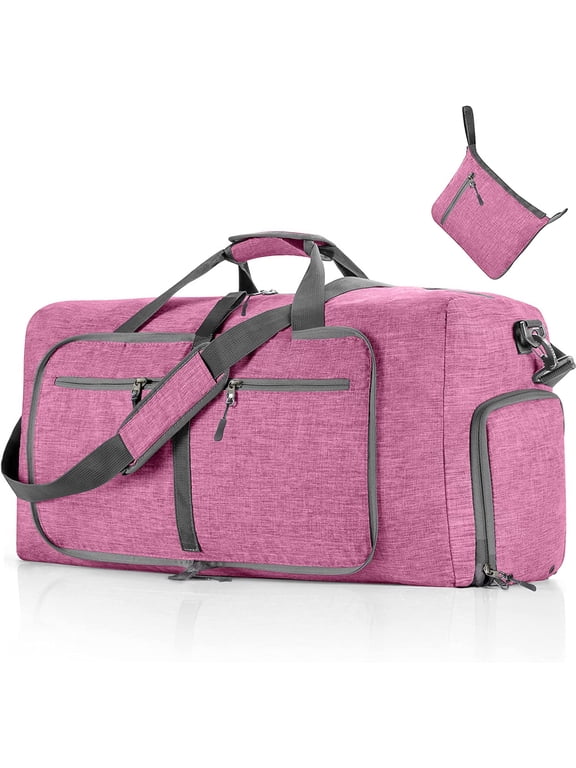 65L/85LFoldable Travel Duffle Bag, Lightweight Checked Luggage with Shoe Compartment, Water-Resistant Weekender Overnight Bag for Men & Women