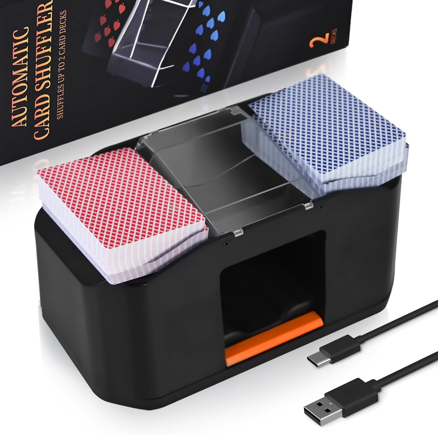 Mélangeur De Cartes électrique 2 Ponts – Rechargeable 2000mAh, Ailes Magnétiques, Faible Bruit, Portable