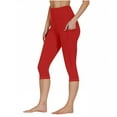 thumbnail image 1 of Htigea Under $10 Womens Summer Capri Leggings High Waisted Tummy Control Yoga Pants Slim Fit Stretchy Workout Capris Outdoor Bicycle Active Pant with Pockets Red S, 1 of 9