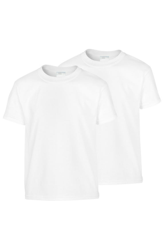 2 Pc Kids Girls Boys Basic Tshirts Solid Color Summer Crew Neck Short Sleeve Tee Tops White,L