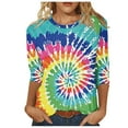 thumbnail image 1 of Htigea 3/4 Sleeve T-shirt for Women Trendy Tie-Dye Plus Size Blouse Summer Loose Fit Lightweight Tunics Tops Casual Outdoor Party Pullover, 1 of 5