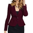 thumbnail image 1 of Htigea 2025 Fall Savingss Business Blazers Jackets for Women Long Sleeve Button Coat Trendy Solid Color Slim Blazer Jacket Fall Winter Casual Office Lapel Outwear Blouse, 1 of 5