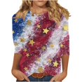 thumbnail image 1 of Htigea 2025 Women 3/4 Sleeve Shirts 4th of July Independence Day Clothes Cute Red White and Blue Print T-Shirt for Holiday Party Today Sales Z_Multicolor,4XL, 1 of 5