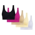 thumbnail image 1 of Htigea 5 Packs Plus Size Wireless Bras for Women Comfy Full Coverage Gather Bralettes Gym Yoga Workout Underwear Beige M, 1 of 8