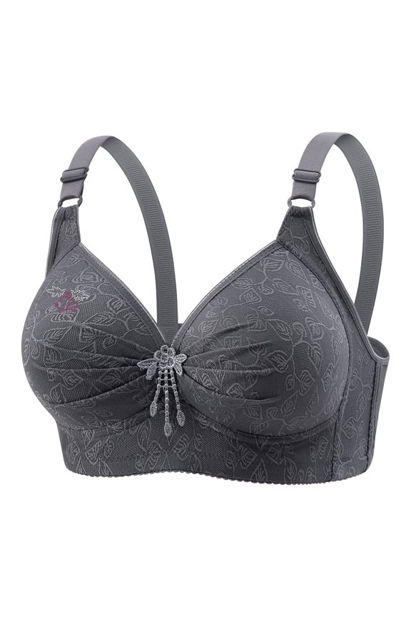 Anti Sagging Bras Womens Wireless Underwear Full Coverage Gather Push Up Bralettes Comfy Breathable Daily Bra Gray M