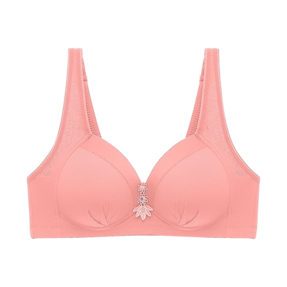 Htigea Anti Sagging Bras for Women Front Closure Full Coverage Gathering Bra Comfy Wireless Everyday Bralettes Watermelon Red M