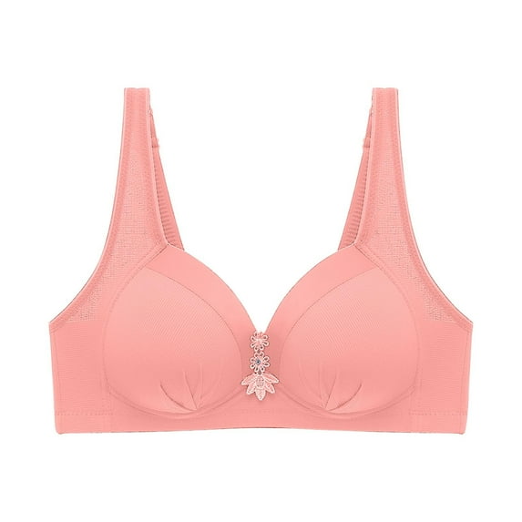 Htigea Anti Sagging Bras for Women Front Closure Full Coverage Gathering Bra Comfy Wireless Everyday Bralettes Watermelon Red XL