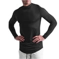 thumbnail image 1 of Dagegui Athletic Shirts for Men Mock Neck Long Sleeve Base Layer Stretchy Slim Fit Running Workout Pullover Tee Black M, 1 of 9