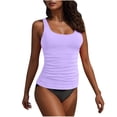 thumbnail image 1 of Htigea Bathing Suits for Women Tankini Tank Tops with Bikini Bottoms 2 Piece Slim Fit Swimsuit Tummy Control Swimwear Summer Beach Swim Sets Purple,XL, 1 of 6
