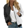 thumbnail image 1 of Htigea Bomber Jacket for Women Color Block Long Sleeve Coats Full Zip Jackets with Pockets Lightweight Hiking Athletic Outerwear Black S, 1 of 5