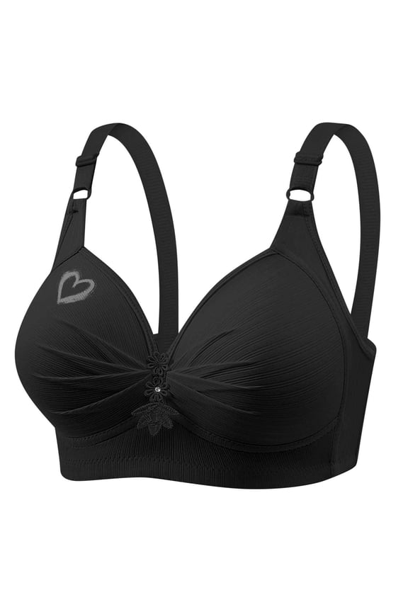 Bras for Women Full Coverage Adjustable Strap Bra No Underwire Lift Bra Large Breasts Comfy Daily Wear Underwear Black XS