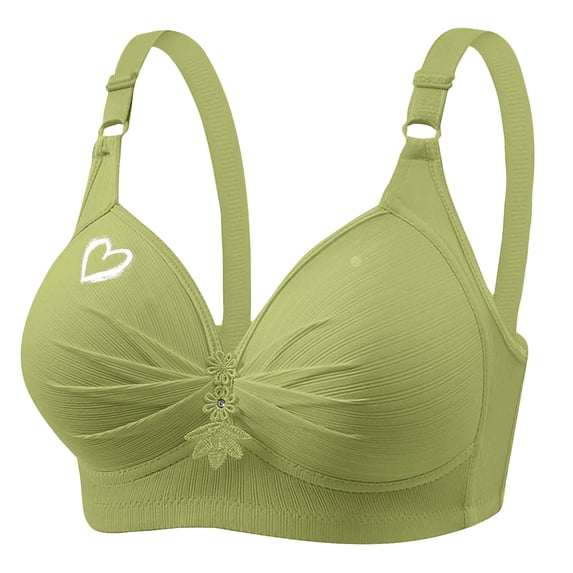 Htigea Bras for Women Full Coverage Adjustable Strap Bra No Underwire Lift Bra Large Breasts Comfy Daily Wear Underwear Green XXXL