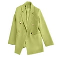 thumbnail image 1 of Htigea Business Blazers for Women Lightweight Button Front Lapel Suit Coat Dressy Work Suit Jacket Green,S, 1 of 8