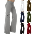 thumbnail image 1 of Htigea Cargo Yoga Pants for Women Elastic Waisted Flare Leggings with Pockets Plus Size Workout Athletic Trousers Solid Color Sport Pant Navy,L, 1 of 8