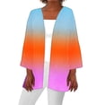 thumbnail image 1 of Htigea Casual Cardigan for Women Loose Lightweight Open Front Cardigans Gradient Color Long Sleeve Tops Orange,XXL, 1 of 5
