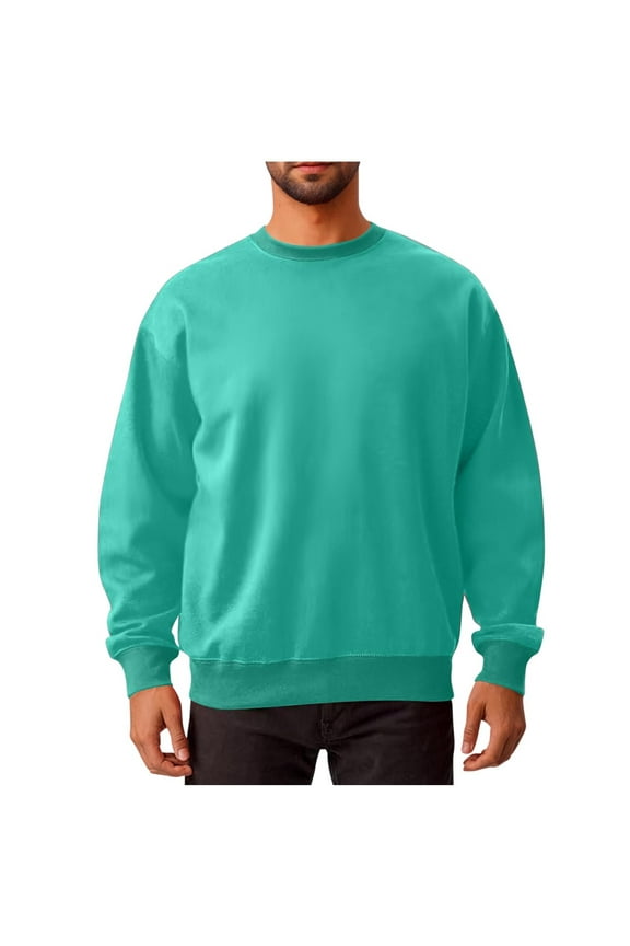 Htigea Clearanc Crewneck Sweatshirt for Men Long Sleeve Breathable Workout Casual Pullover Basic Sweatshirts Today Sales Dark Green,XXL