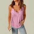 thumbnail image 1 of Htigea Clearanc Women's Satin Camisole Lace Satin Pajama Tank Tops V Neck Soft Spaghetti Strap Loose Sleepwear Pink,S, 1 of 6